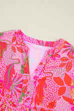 Pink Floral and Animal Print Polyester Blouse for Women