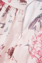 Pink Floral Halter Neck Maxi Dress with Zipper and Crisscross Back