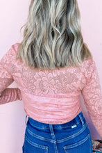 Pink Floral Lace Long Sleeve Top for Women