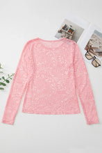 Pink Floral Lace Long Sleeve Top for Women