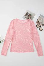Pink Floral Lace Long Sleeve Top for Women Woman T Shirts