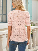Pink Floral Lace Top with Cutout Design Woman T Shirts