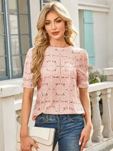 Pink Floral Lace Top with Cutout Design Woman T Shirts