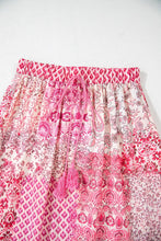 Pink Floral Patchwork Maxi Skirt with Drawstring Waist