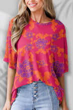 Pink Floral Print Oversized Top for Women Hot Pink