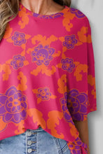 Pink Floral Print Oversized Top for Women Woman T Shirts