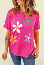 Pink Floral Print Womens T-Shirt Hot Pink