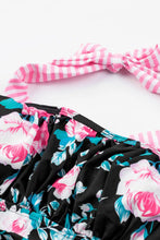 Pink Floral Striped Halter Tankini Swim Set with Frill Trim Woman Swim sets