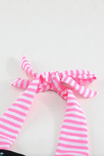 Pink Floral Striped Halter Tankini Swim Set with Frill Trim Woman Swim sets