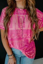 Pink Graphic Print T-Shirt with Silver Necklace for Women Hot Pink