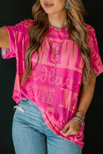 Pink Graphic Print T-Shirt with Silver Necklace for Women