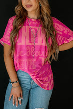 Pink Graphic Print T-Shirt with Silver Necklace for Women