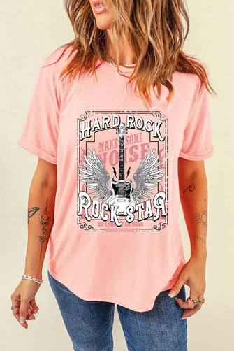 Pink Graphic T-Shirt for Women Polyester Cotton Blend Watermelon pink