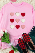 Pink heart long sleeve sweatshirt with contrast heart patches