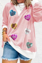 Pink corduroy jacket with heart patches, sequins, sweet heart and xoxo designs for girls