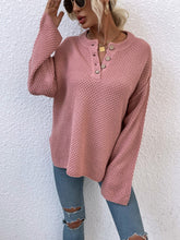 Pink Knit Sweater with Buttons Moderate Stretch 100 Percent Acrylic