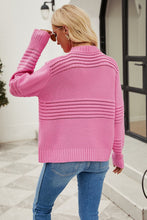 Pink Knit Sweater with Long Sleeve and Round Neck