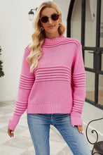 Pink Knit Sweater with Long Sleeve and Round Neck Pink