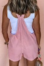 Pink knot straps denim overalls with white tank top