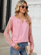 Pink Lace Sleeve Long Sleeve Blouse for Women