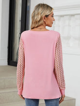 Pink Lace Sleeve Long Sleeve Blouse for Women