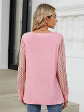 Pink Lace Sleeve Long Sleeve Blouse for Women Woman T Shirts