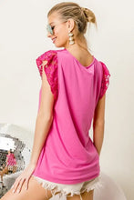 Pink Lace Trimmed French Terry Knit Top for Women Woman T Shirts