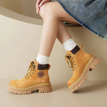 Pink Leather Platform Combat Boots for Women