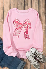 Pink leopard bow graphic round neck long sleeve sweatshirt with Converse sneakers