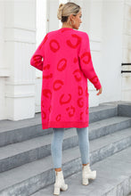 Pink Leopard Print Cardigan Long Sleeve Women's Outerwear