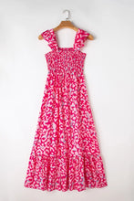 Pink Leopard Print Maxi Dress with Ruffles