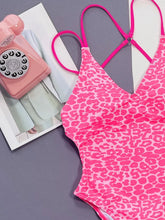 Pink Leopard Print One Piece Swimsuit with Removable Padding
