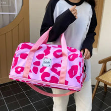 Pink Leopard Print Oxford Cloth Duffel Bag Large Travel Tote Travel Bags