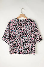Pink Leopard Print Polyester Blouse for Women Leopard