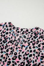 Pink Leopard Print Polyester Blouse for Women