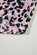 Pink Leopard Print Polyester Blouse for Women
