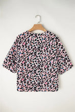 Pink Leopard Print Polyester Blouse for Women