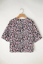 Pink Leopard Print Polyester Blouse for Women Woman T Shirts