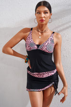 Pink Leopard Print Tankini Swimsuit for Women with Skirt Bottom Leopard