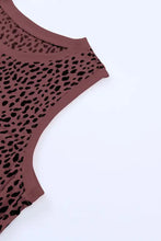 Pink leopard printed round neck tank with spots on mauve background