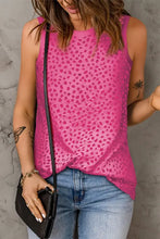 Pink leopard printed round neck tank with knot detail
