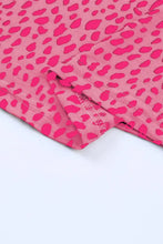 Pink leopard print round neck tank with mesh panels and knot detail