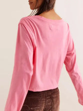 Pink Long Sleeve Crop Top for Women Woman T Shirts