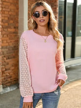 Pink Long Sleeve Lace Blouse for Women Pink Woman T Shirts