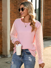Pink Long Sleeve Lace Blouse for Women