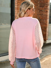 Pink Long Sleeve Lace Blouse for Women
