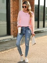 Pink Long Sleeve Lace Blouse for Women Woman T Shirts
