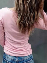 Pink Long-Sleeve Lace Yoke Top for Women Woman T Shirts