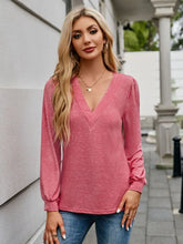 Pink Long Sleeve V Neck Blouse for Women Strawberry