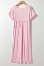 Pink Maxi Dress with Side Slit and Pockets Maxi Dresses